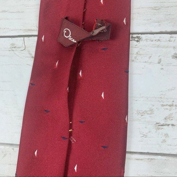 Oscar De La Renta Red Triangle Pattern Burgundy Career Workwear - Picture 4 of 6